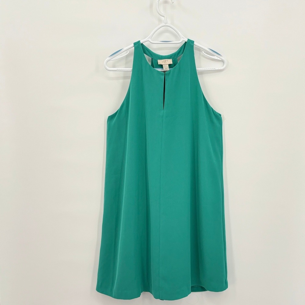 Loft Outlet Petite Emerald Green Halter Keyhole Shift Dress MP 433468
